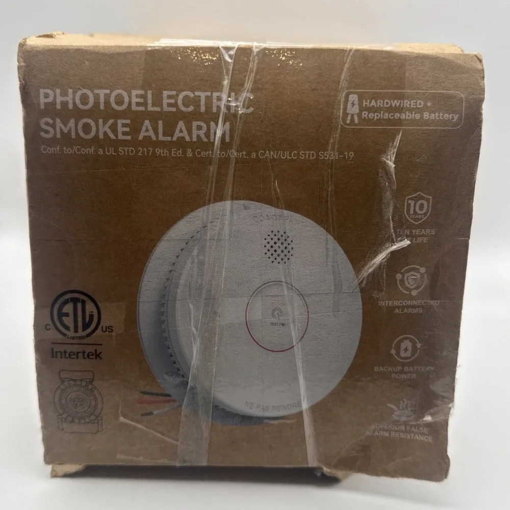 Siterwell Photoelectric Smoke Alarm GS562A Hardwired W/ Battery Backup, 3 Pack